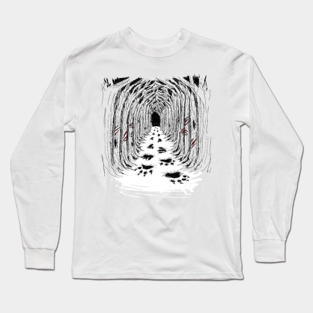 Werewolf Transformation Footprints Long Sleeve T-Shirt by Doodles of Darkness